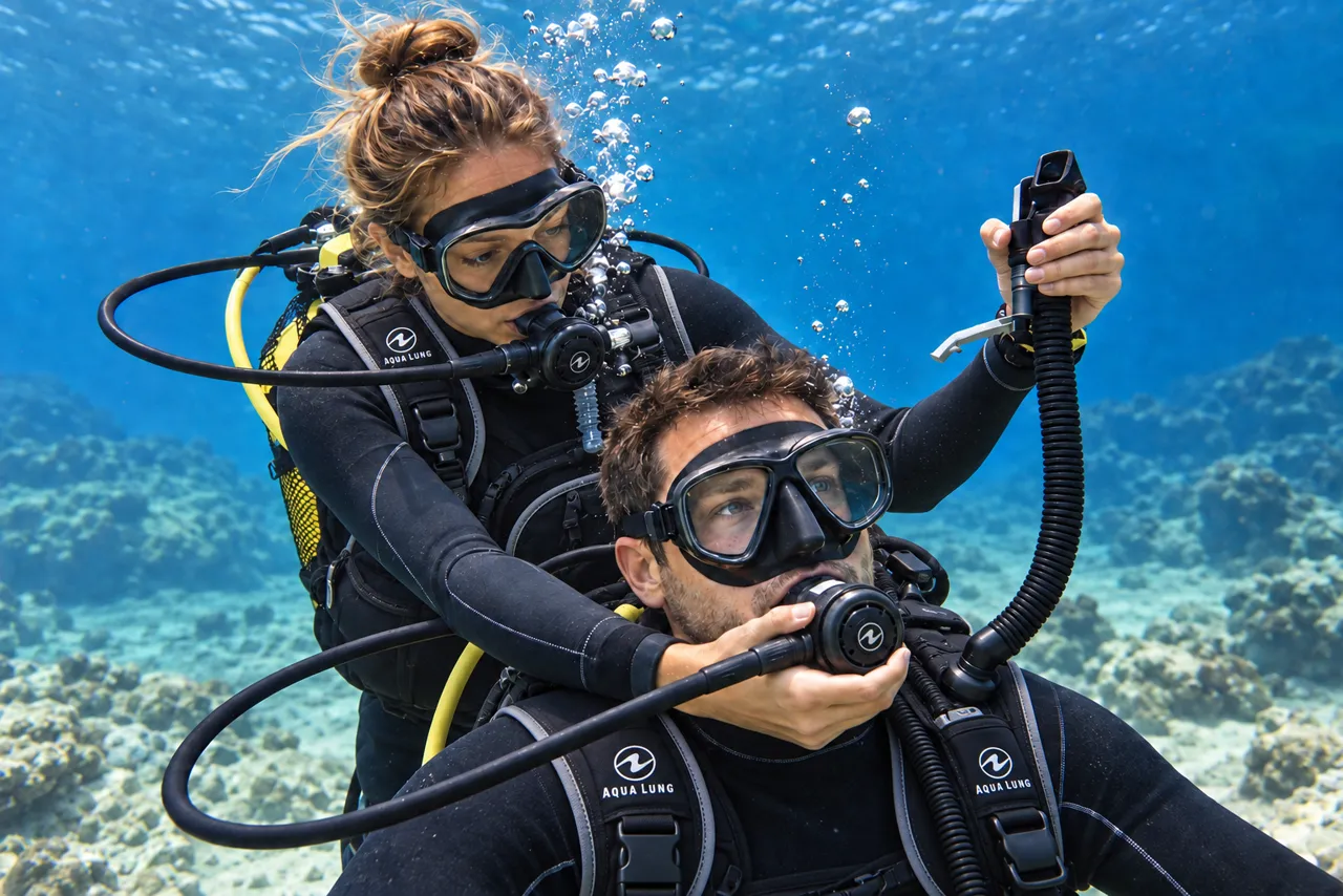 Underwater assistance during a Rescue Diver exercise